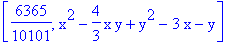[6365/10101, x^2-4/3*x*y+y^2-3*x-y]